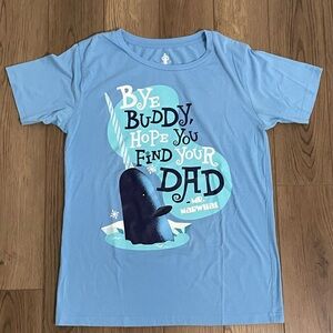 The Elf “Bye Buddy Hope You Find Your Dad” Blue Christmas Tee Shirt